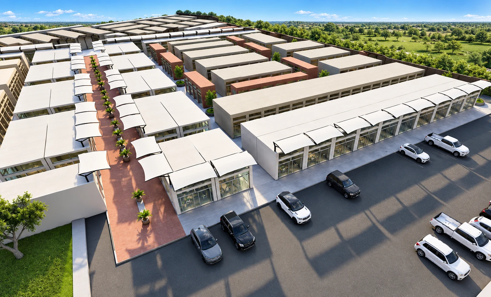 Render aéreo de las galerías